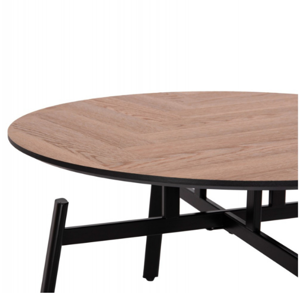Set 2 Mese de cafea rotunde din MDF cu baza metalica, 80x80x45 cm/ 50x50x53.5 cm - Premium