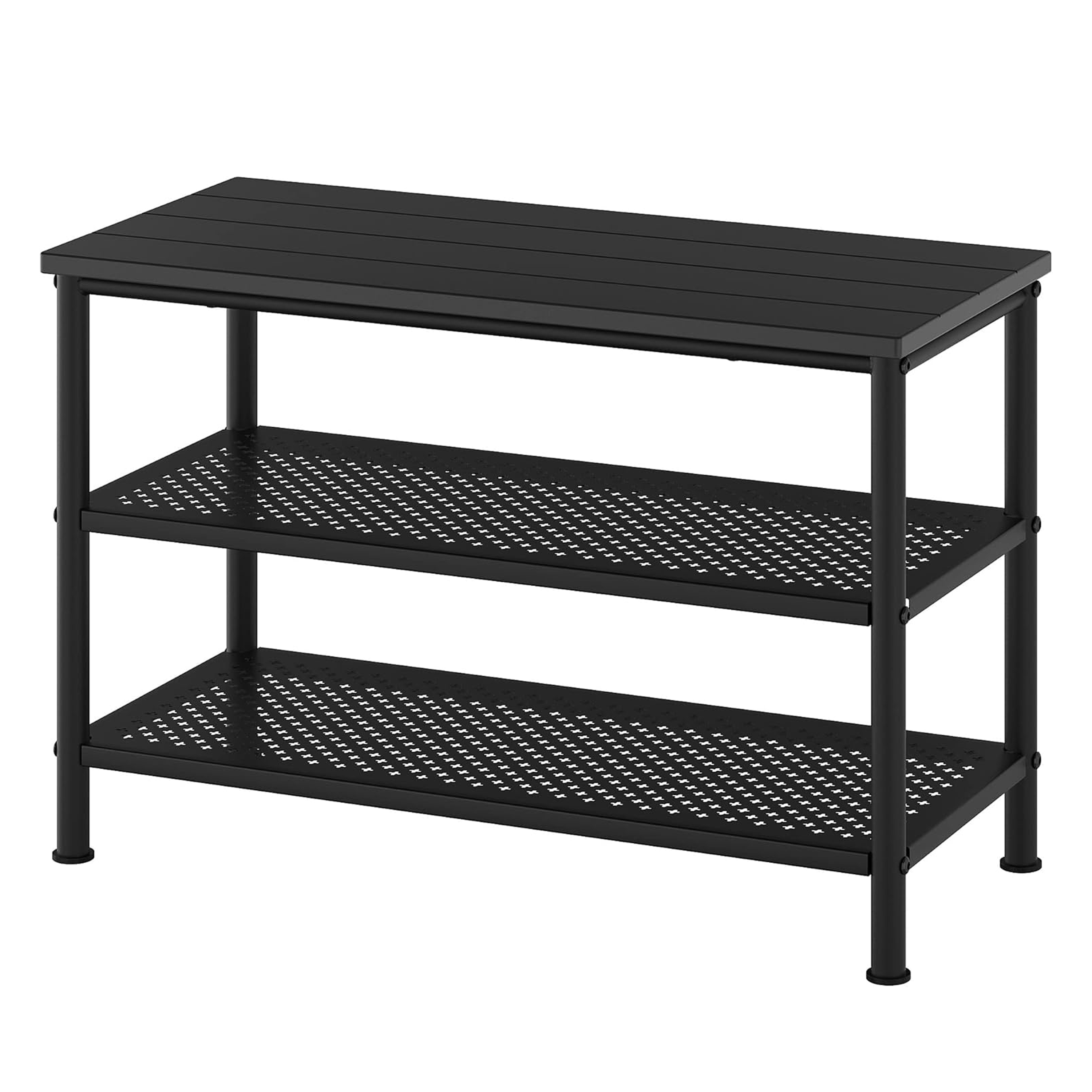 Banca pantofi metalica premium, Blat din Lemn, Ultra rezistenta, 79x35x52 cm, Negru - Calitate premium