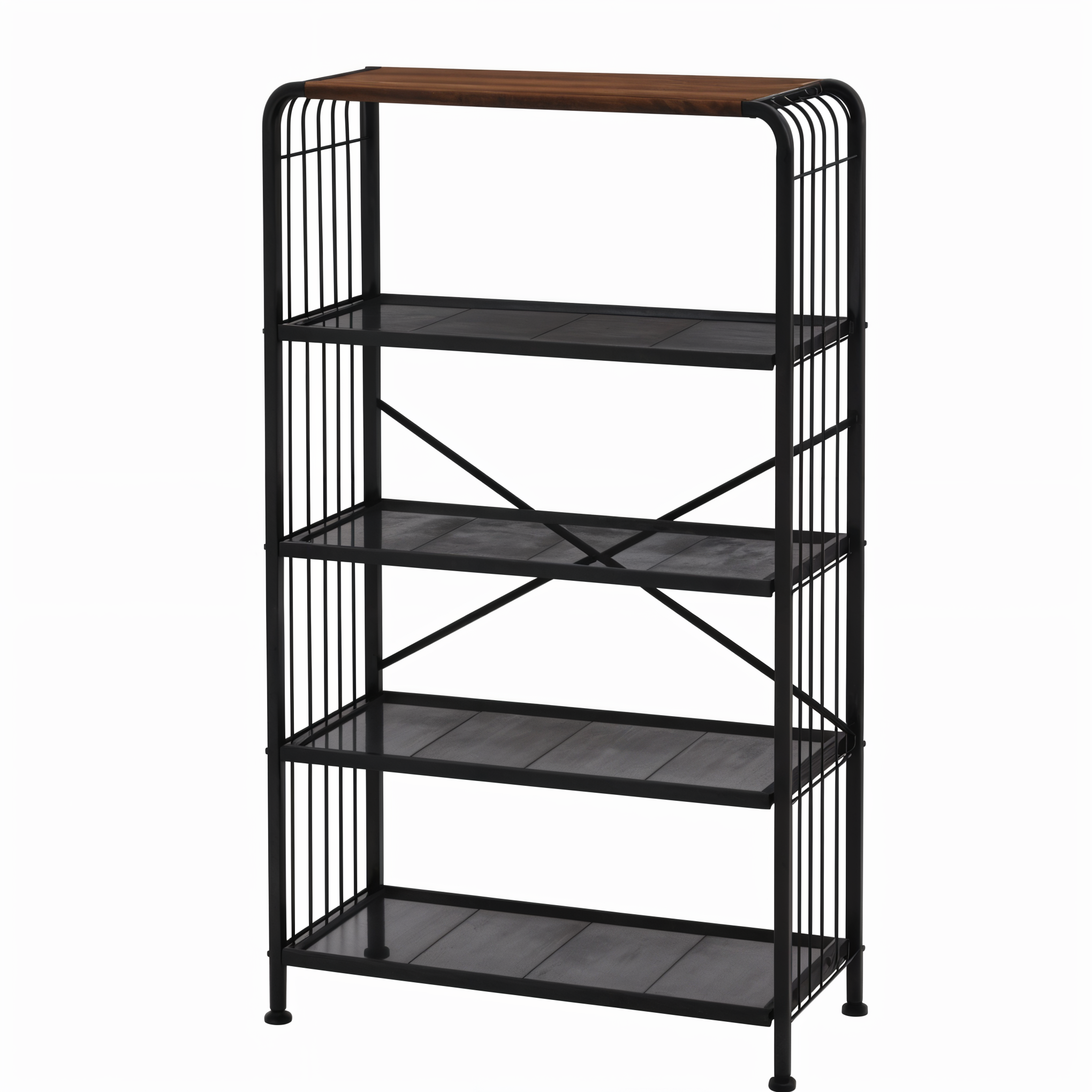 Raft depozitare metalic 4 polite, etajera organizare, 58x28x144.5 cm - Negru