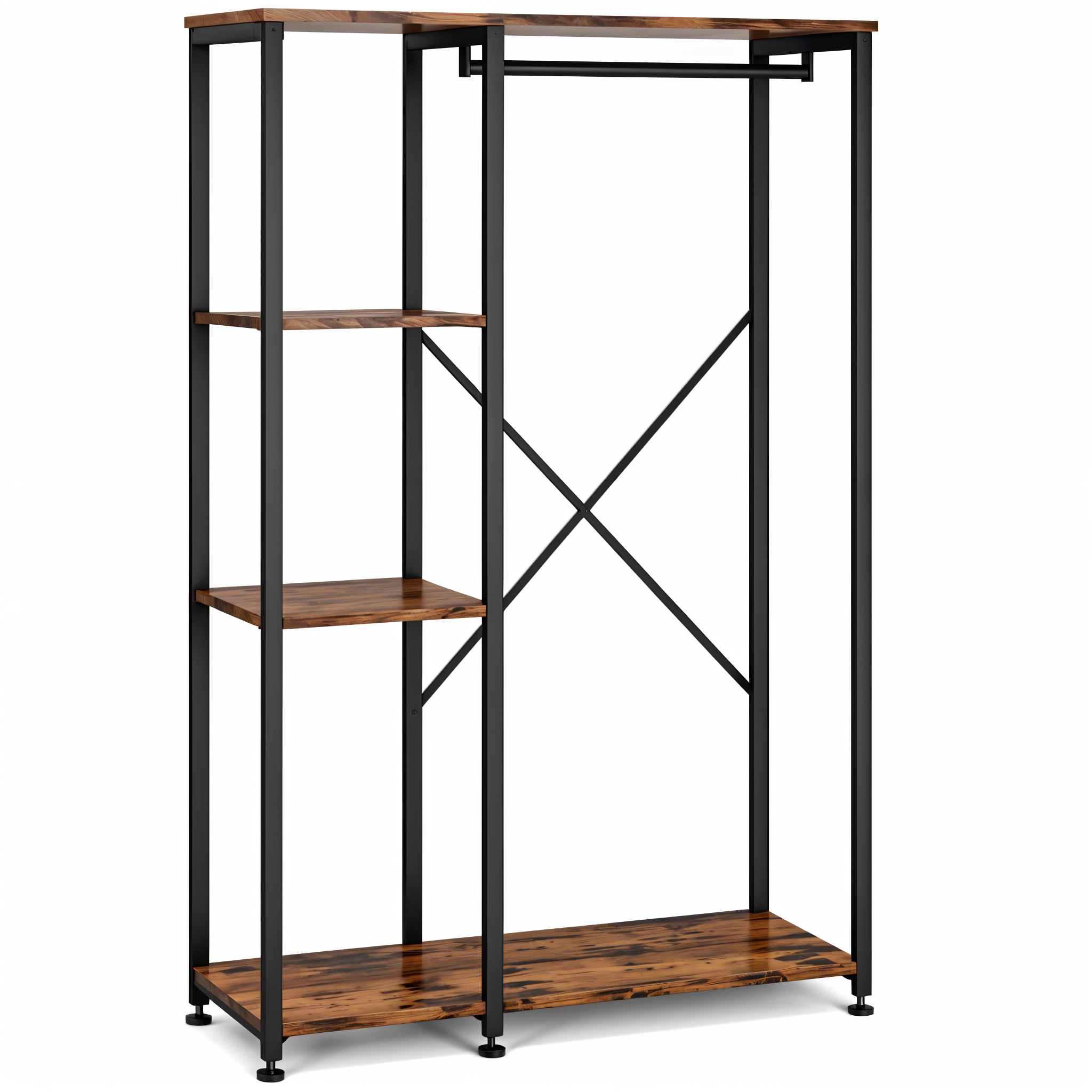 Suport Haine Metalic, Dressing & Hol, Negru/ Maro - 167x40x90 cm - Premium