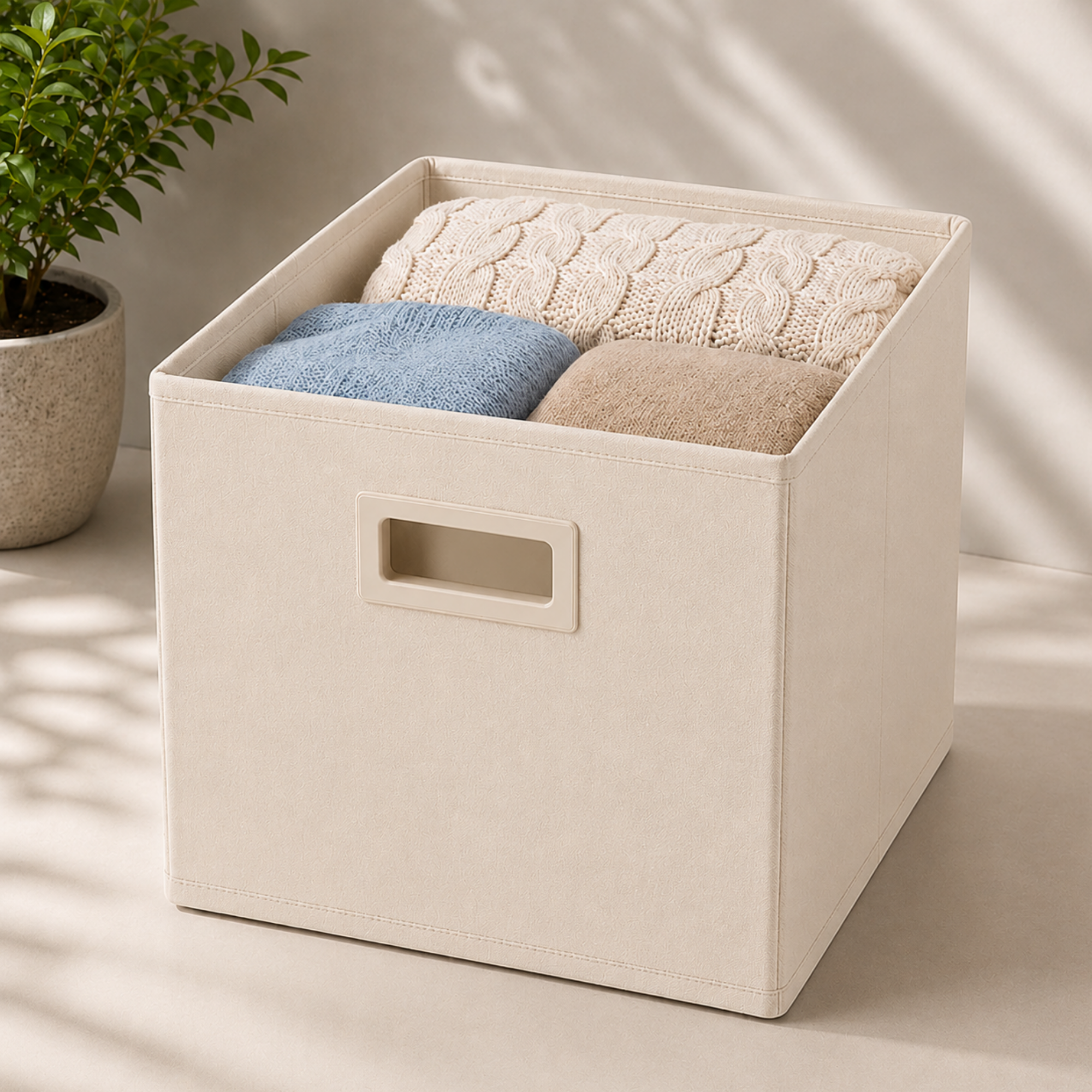 Cutie Depozitare Textila Pliabila, Structura Rigida, 31x31x31 cm - Premium