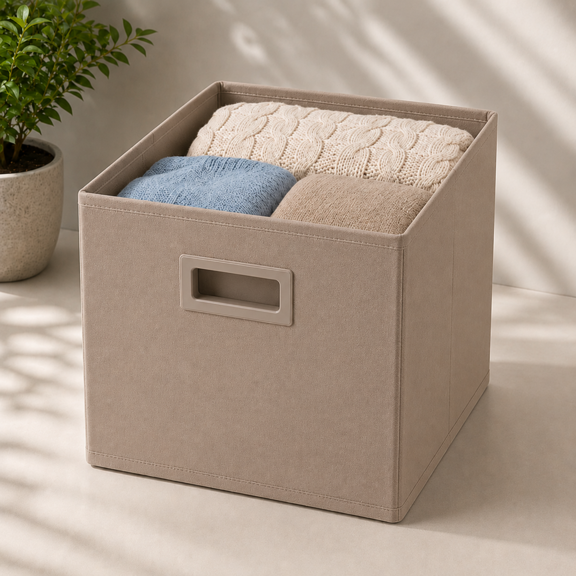 Cutie Depozitare Textila Pliabila, Structura Rigida, 31x31x31 cm - Premium