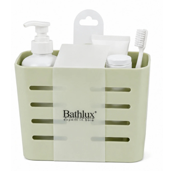 Suport organizator pentru baie Bathlux, autoadeziv, 12x18.5x9 cm