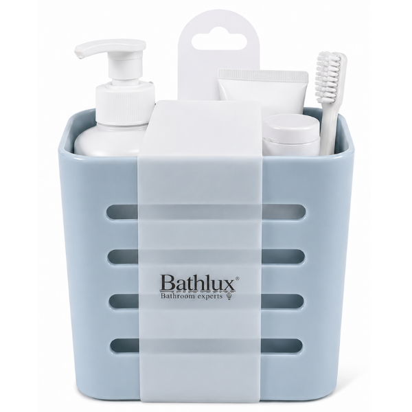 Suport organizator pentru baie Bathlux, autoadeziv, 12x18.5x9 cm