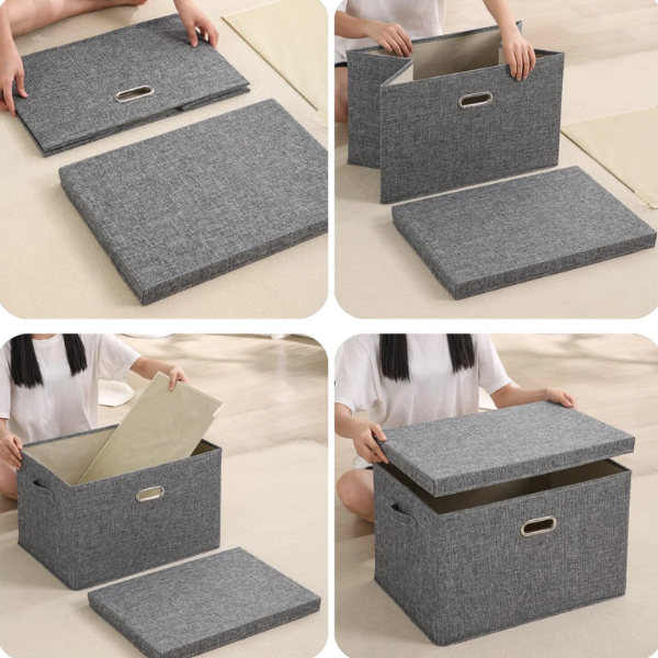 Cutie de Depozitare Textil, Organizator Pliabil pentru Haine - Gri inchis