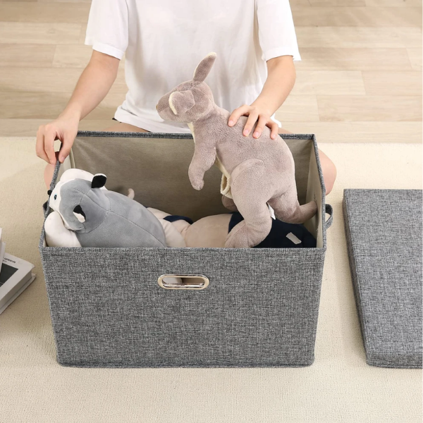 Cutie de Depozitare Textil, Organizator Pliabil pentru Haine - Gri inchis