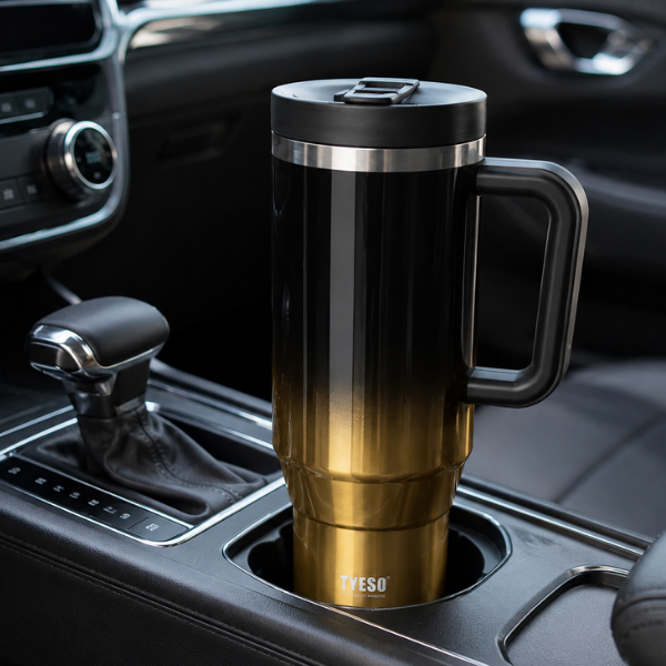 Cana termos inox cu maner, izolare dubla, Capac cu pai - 1.2 L