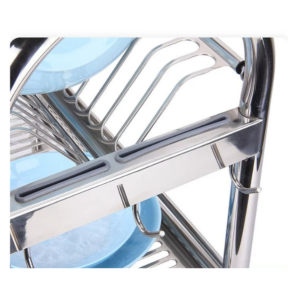 Scurgator de vase 2 niveluri din inox, suport tacâmuri detașabil, 2 carligi, picioare anti-alunecare