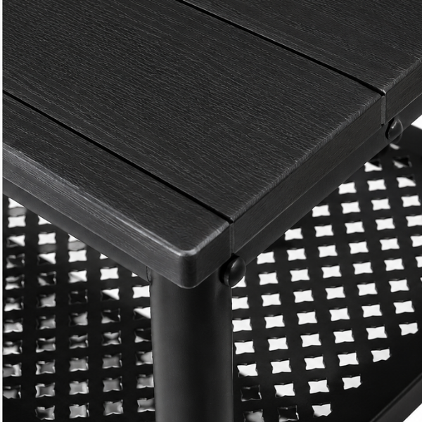 Banca pantofi metalica premium, Blat din Lemn, Ultra rezistenta, 79x35x52 cm, Negru - Calitate premium