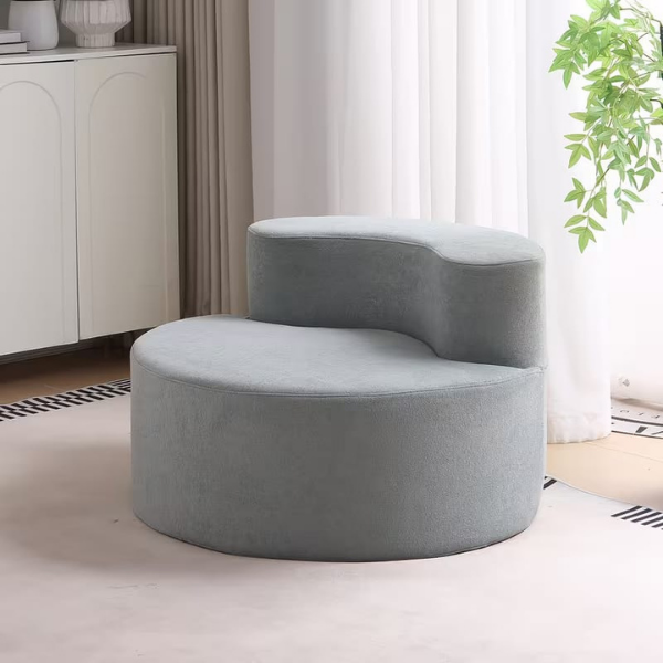 Fotoliu supradimensionat boucle, fotoliu lounge, tip sherpa, 100 x 100 x 66 cm - Gri