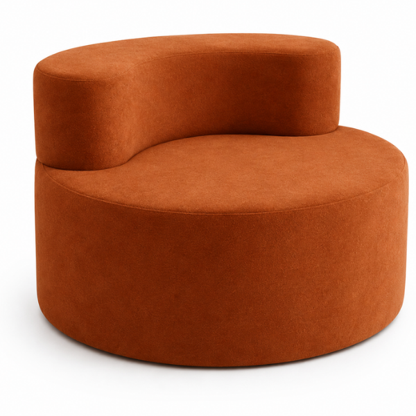 Fotoliu tip canapea U, fotoliu modern rotund din material sherpa, 100 x 100 x 66 cm - caramel