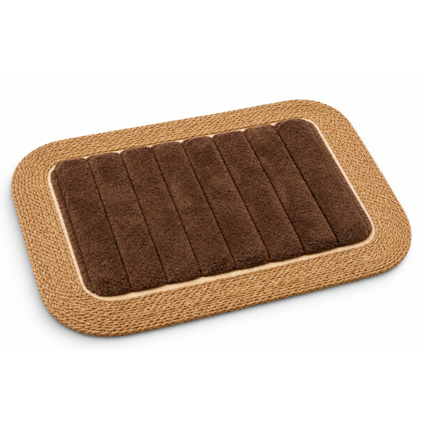Covoras Baie Premium cu Margine Iuta Naturala, Antiderapant si Absorbant, 60 x 80 cm