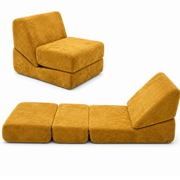 Canapea extensibila pliabila 3 in 1, Verde, cu spuma cu memorie, Suport ergonomic - 89x80x69 cm