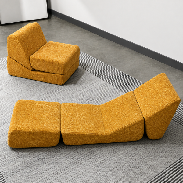 Canapea extensibila pliabila 3 in 1, Verde, cu spuma cu memorie, Suport ergonomic - 89x80x69 cm