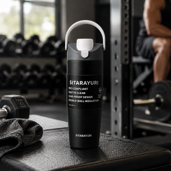 Sticla termos sport SITARAYURI, cu capac flip-top - 900 ml