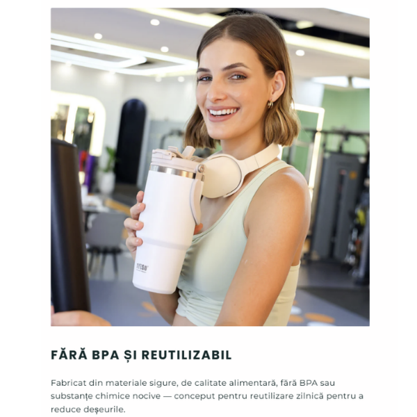 Cana termos ROAM 2.0 cu pai si maner, izolatie vid, anti-scurgere, 24h rece / 12h cald-750 ml - ment verde