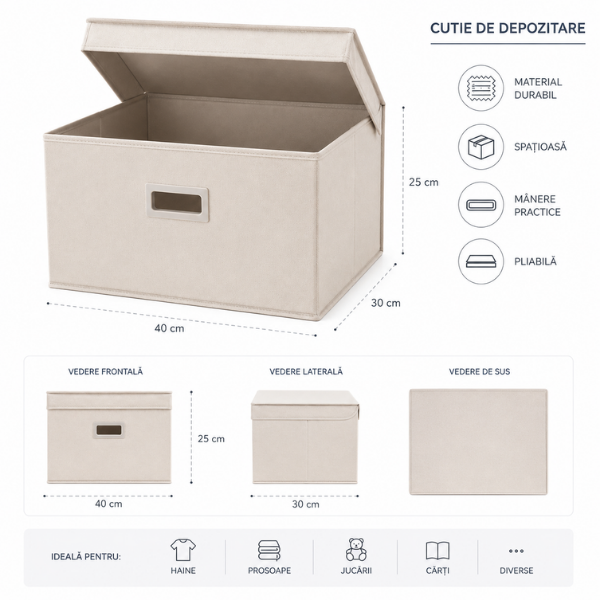 Cutie de depozitare textila, organizator multifunctional - Premium