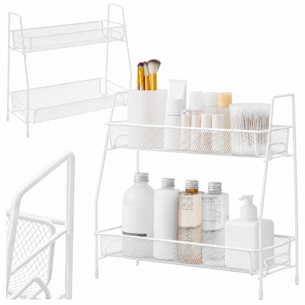 Raft organizator bucatarie, 2 niveluri stil loft, metal, 31 x 32.5 x 17 cm, Metal