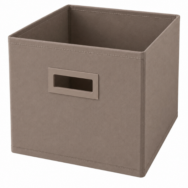 Set 2 Cutii de depozitare Textila, Pliabila, Structura Rigida, Albastru Gri și Taupe - 31x31x31 cm - Premium