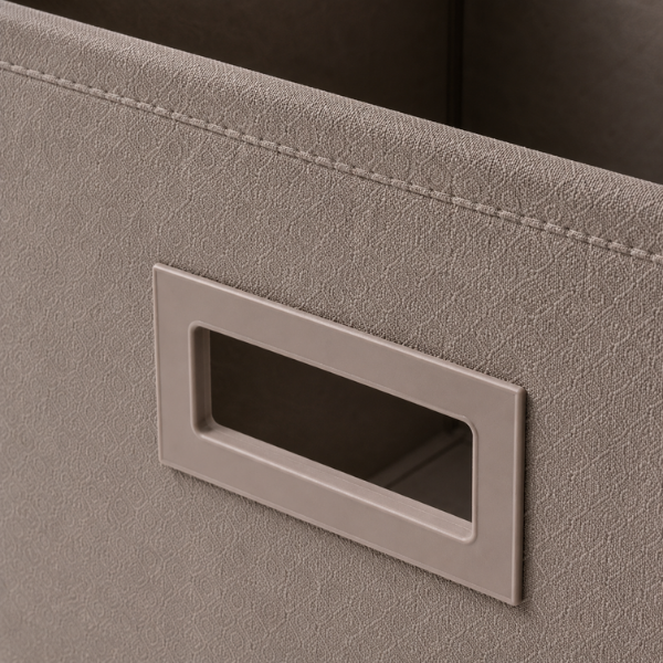 Set 2 Cutii de depozitare Textila, Pliabila, Structura Rigida, Albastru Gri și Taupe - 31x31x31 cm - Premium