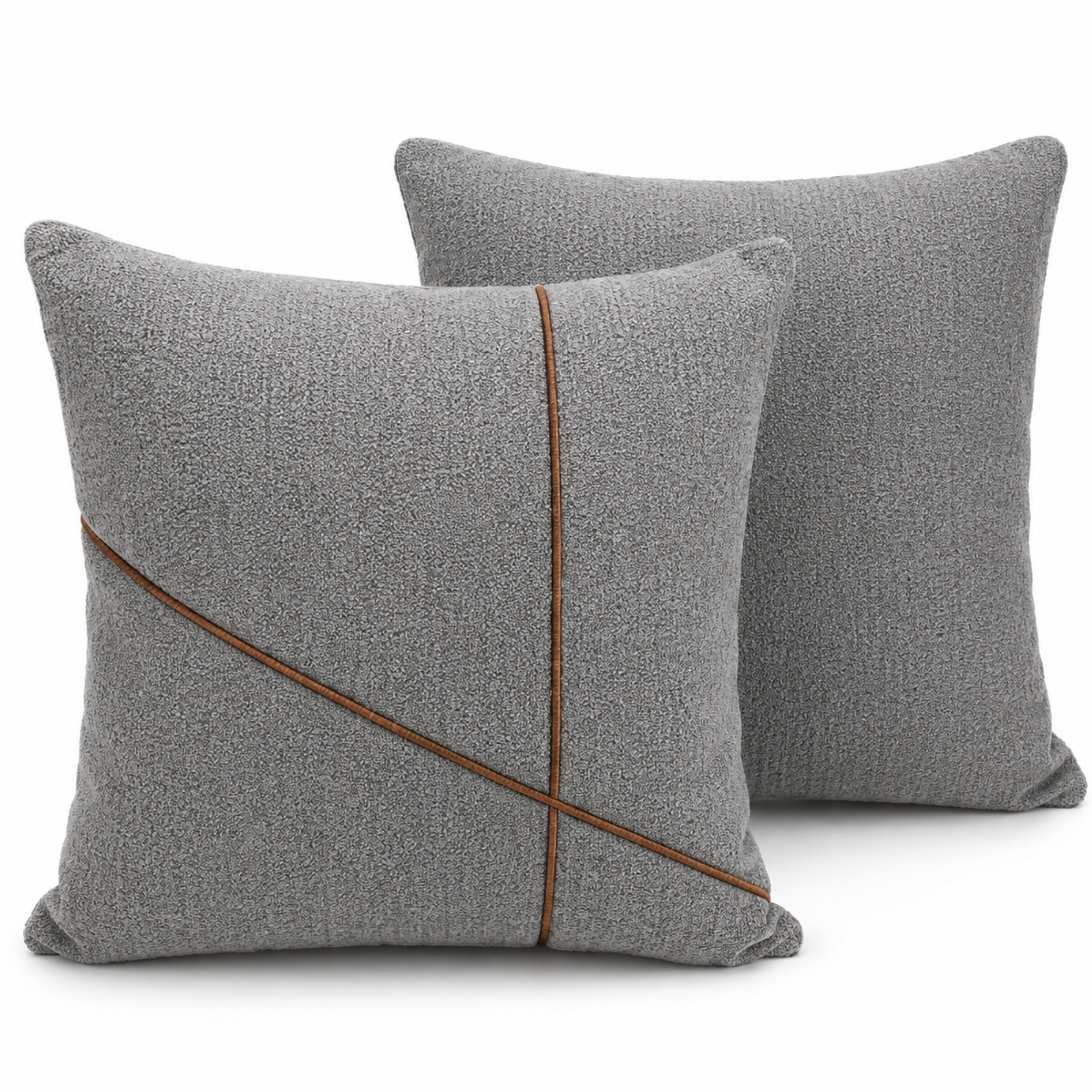 Fata de Perna 45 × 45 cm, Textură Boucle, Design Modern cu Linii Decorative, Fermoar Ascuns