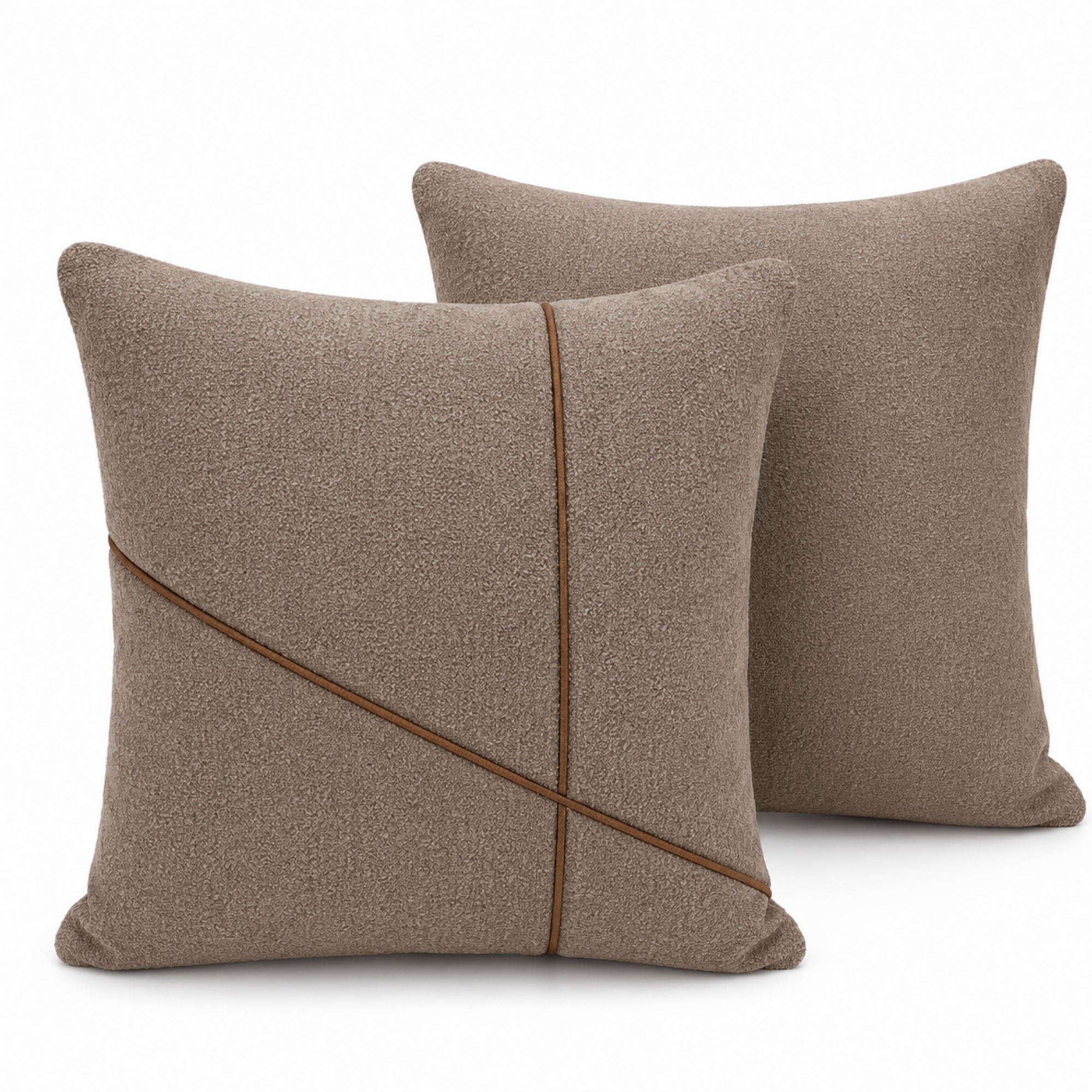 Fata de Perna 45 × 45 cm, Textură Boucle, Design Modern cu Linii Decorative, Fermoar Ascuns