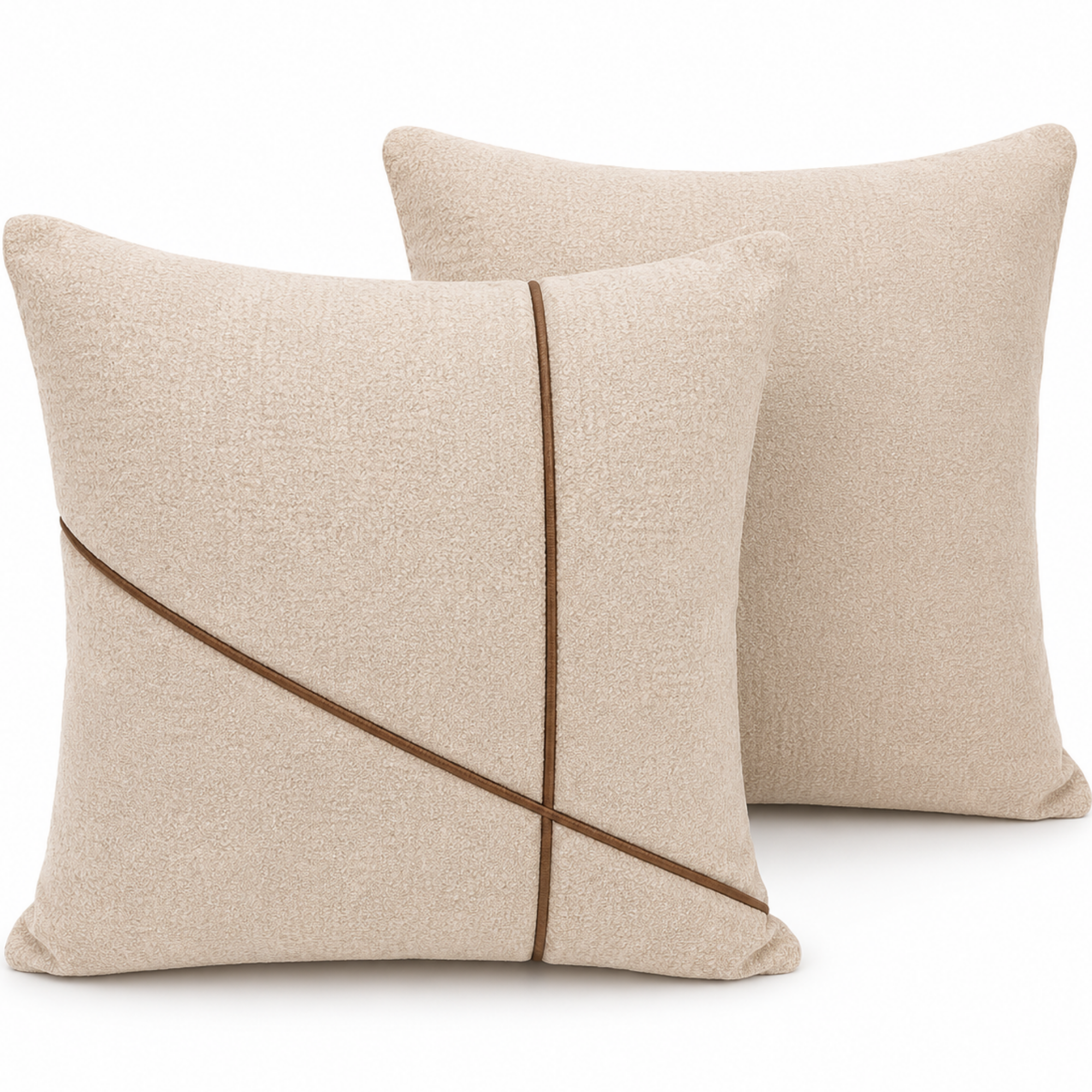 Fata de Perna 45 × 45 cm, Textură Boucle, Design Modern cu Linii Decorative, Fermoar Ascuns