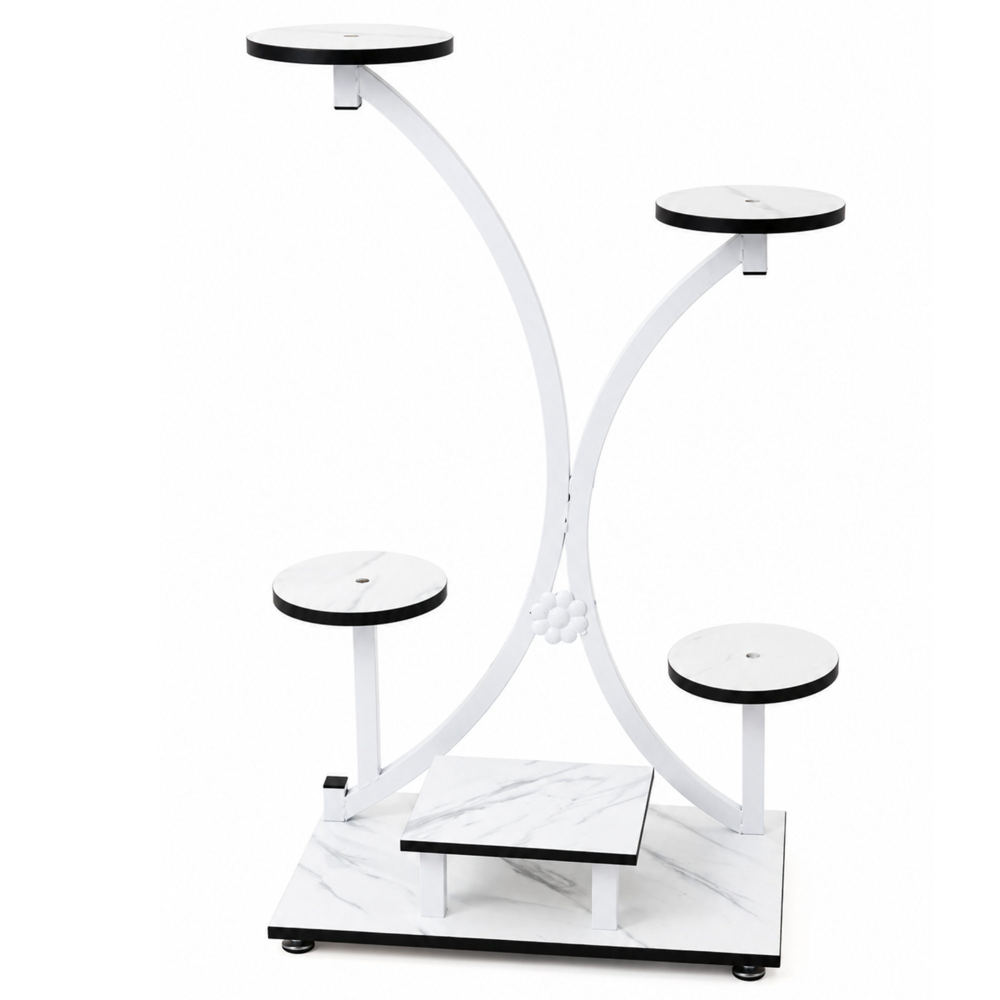 Suport pentru Ghivece Flori cu 5 Etajere, Design Modern, Alb Marmorat, pentru Interior si Balcon