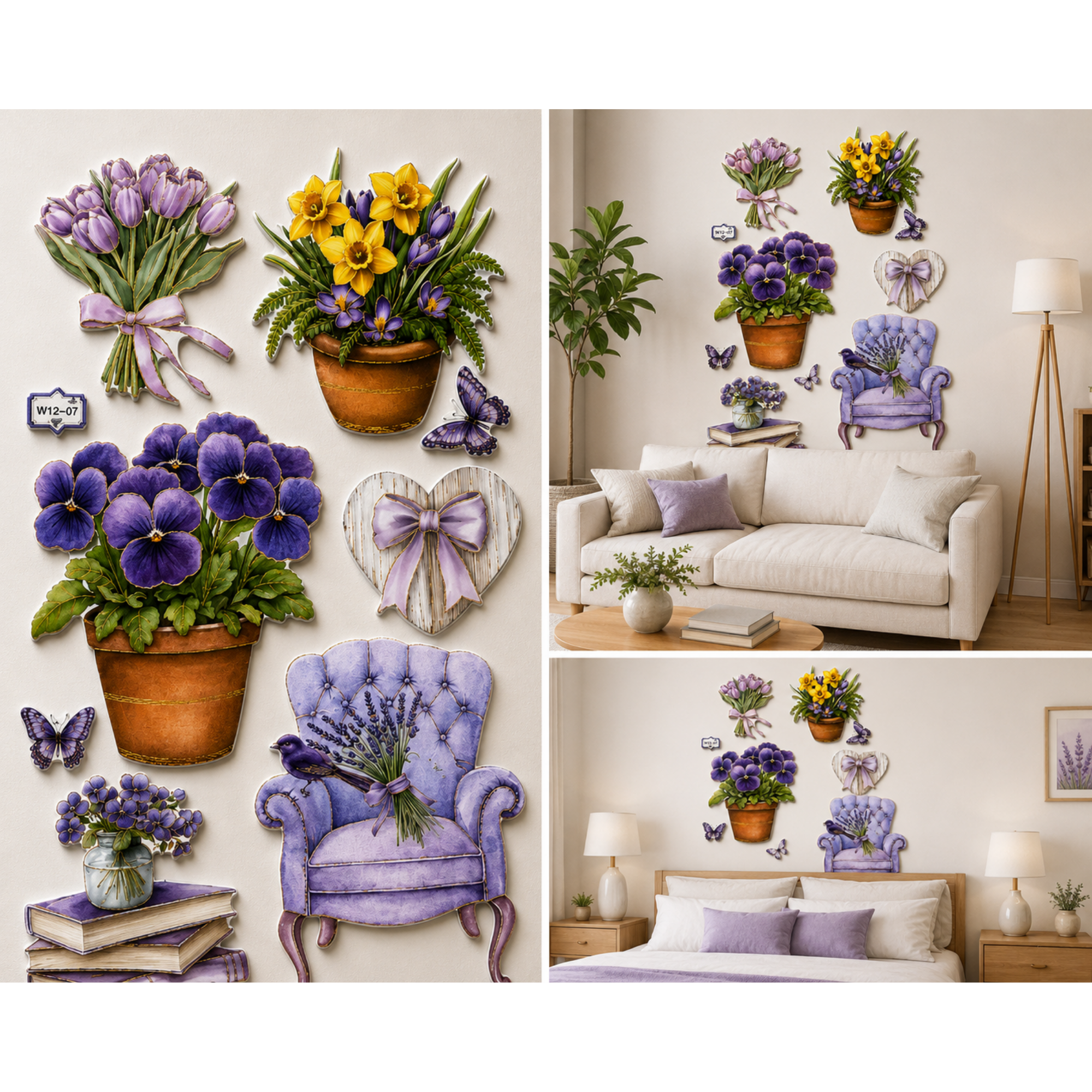 Autocolant Decorativ 3D Premium pentru Perete cu Efect de Relief, Plante Tropicale - 33 × 60 cm