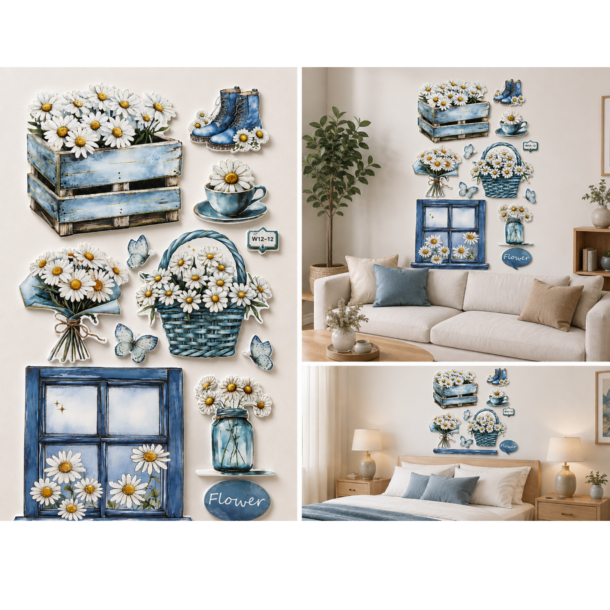 Autocolant Decorativ 3D Premium pentru Perete cu Efect de Relief, Plante Tropicale - 33 × 60 cm