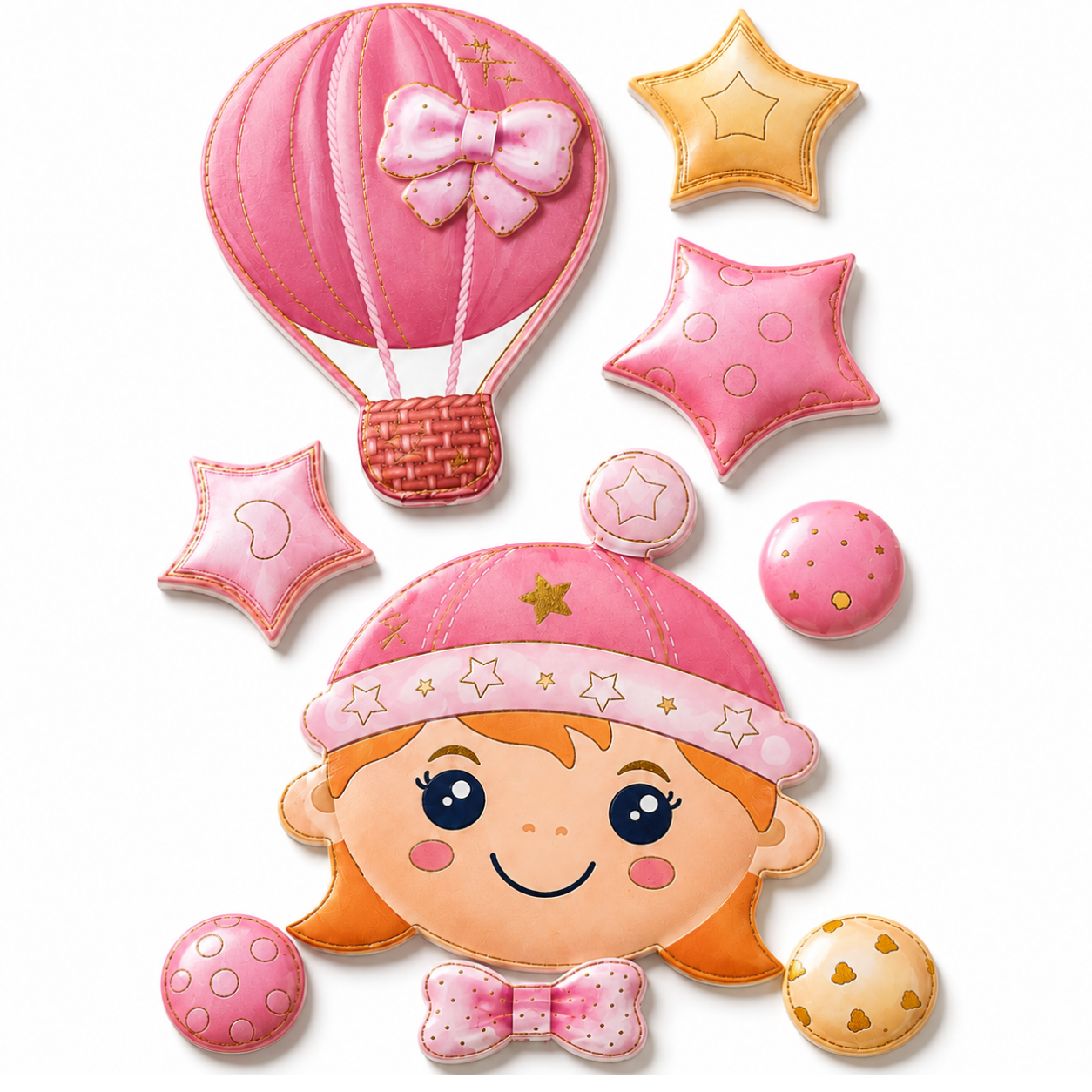 Autocolant Decorativ 3D Premium pentru Perete cu Efect de Relief – Fetita cu Balon cu Aer Cald, 33 × 48 cm
