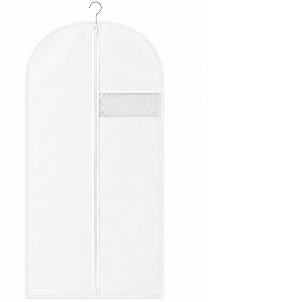 Husa pentru haine cu fermoar, material netesut respirabil, buzunar transparent, 60 x 120 cm