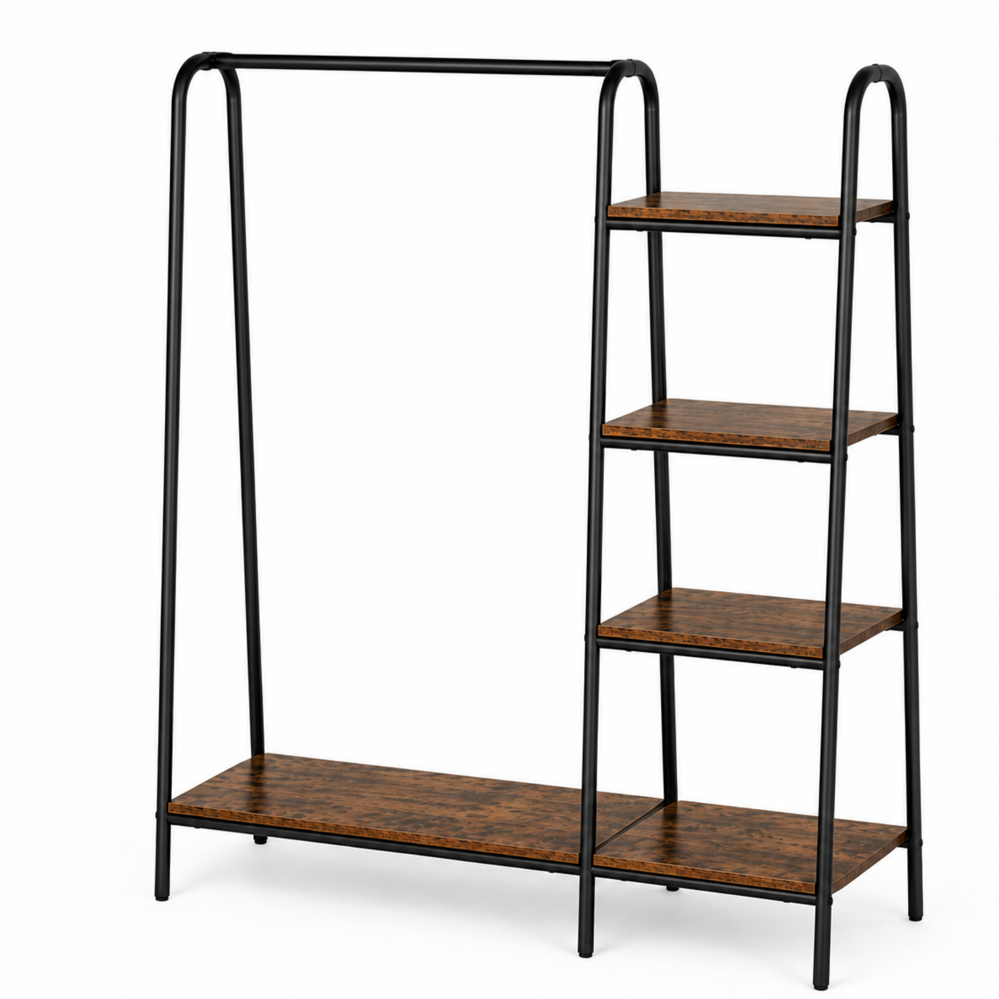 Umeras Metalic cu 4 Rafturi pentru Depozitare, Maro Rustic / Negru, 100 x 40 x 151 cm