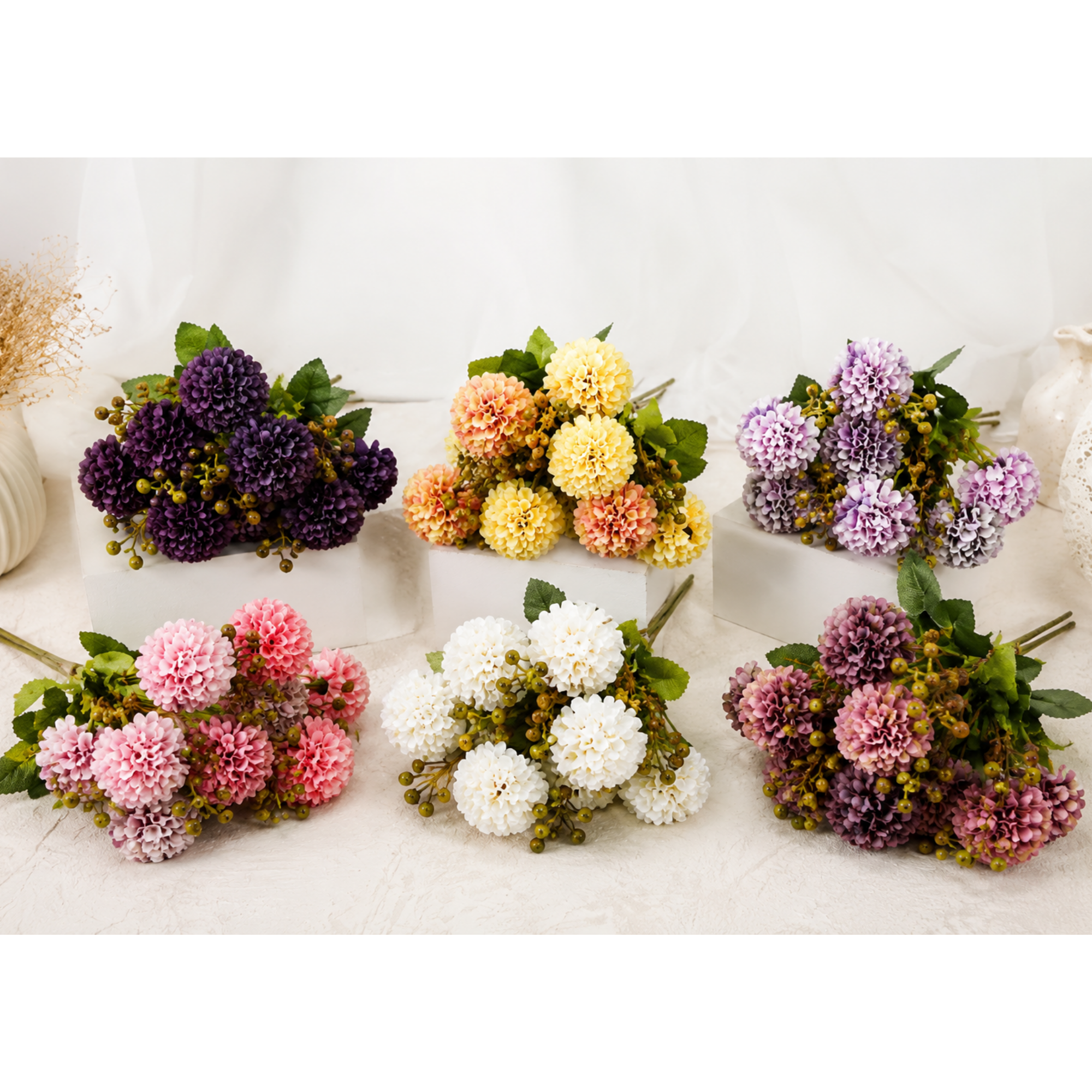 Buchet Flori Artificiale Hortensie Decorativă, 5 Fire, 33 cm – Aspect Realist