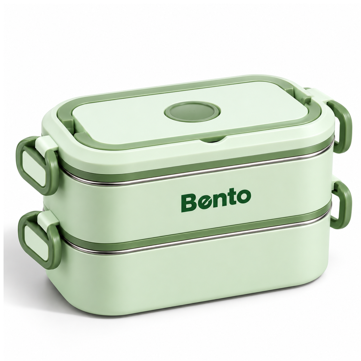 Cutie Lunch Box Bento din inox, cu geanta termoizolanta si tacamuri - Verde