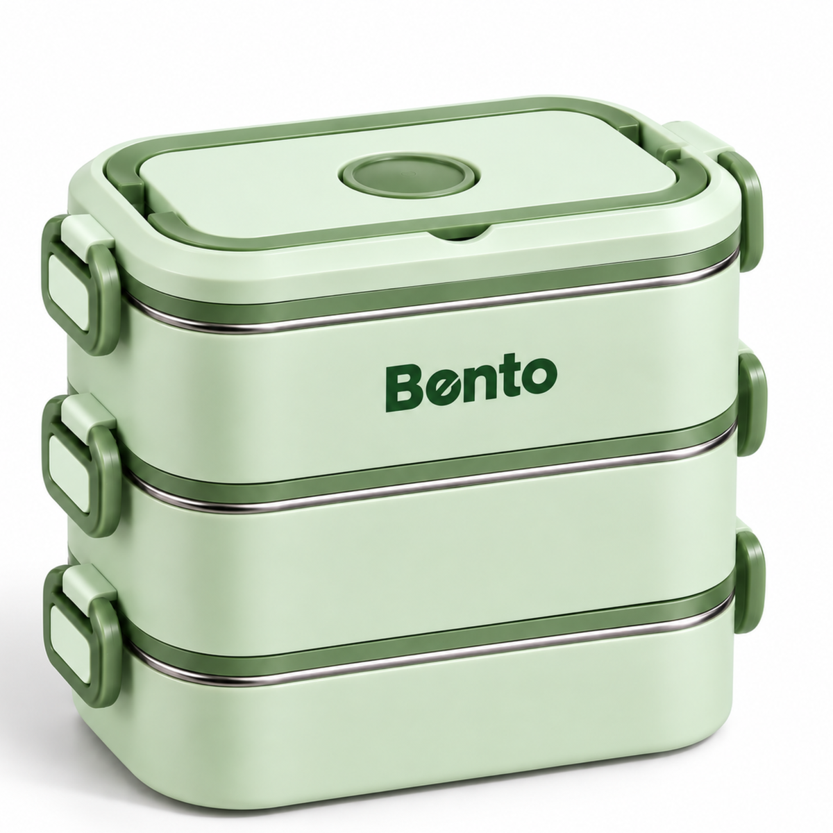Cutie Lunch Box Bento din inox, cu geanta termoizolanta si tacamuri - Verde