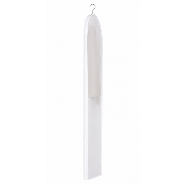 Husa pentru haine premium cu fermoar, material netesut respirabil, buzunar transparent - Alb Transparent