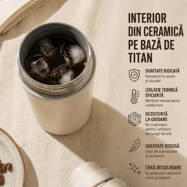 Sticla termos sport SITARAYURI, izolare vacuum, capac flip-top cu maner - 800 ml