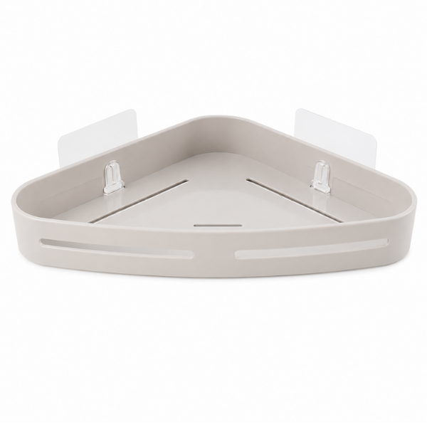 Suport organizator baie de colt din plastic, cu montare adeziv, 23,1 x 18 x 3,2 cm