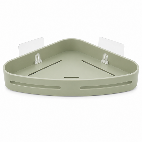 Suport organizator baie de colt din plastic, cu montare adeziv, 23,1 x 18 x 3,2 cm