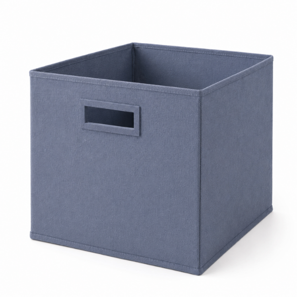 Set 2 Cutii de depozitare Textila, Pliabila, Structura Rigida, Albastru Gri și Taupe - 31x31x31 cm - Premium