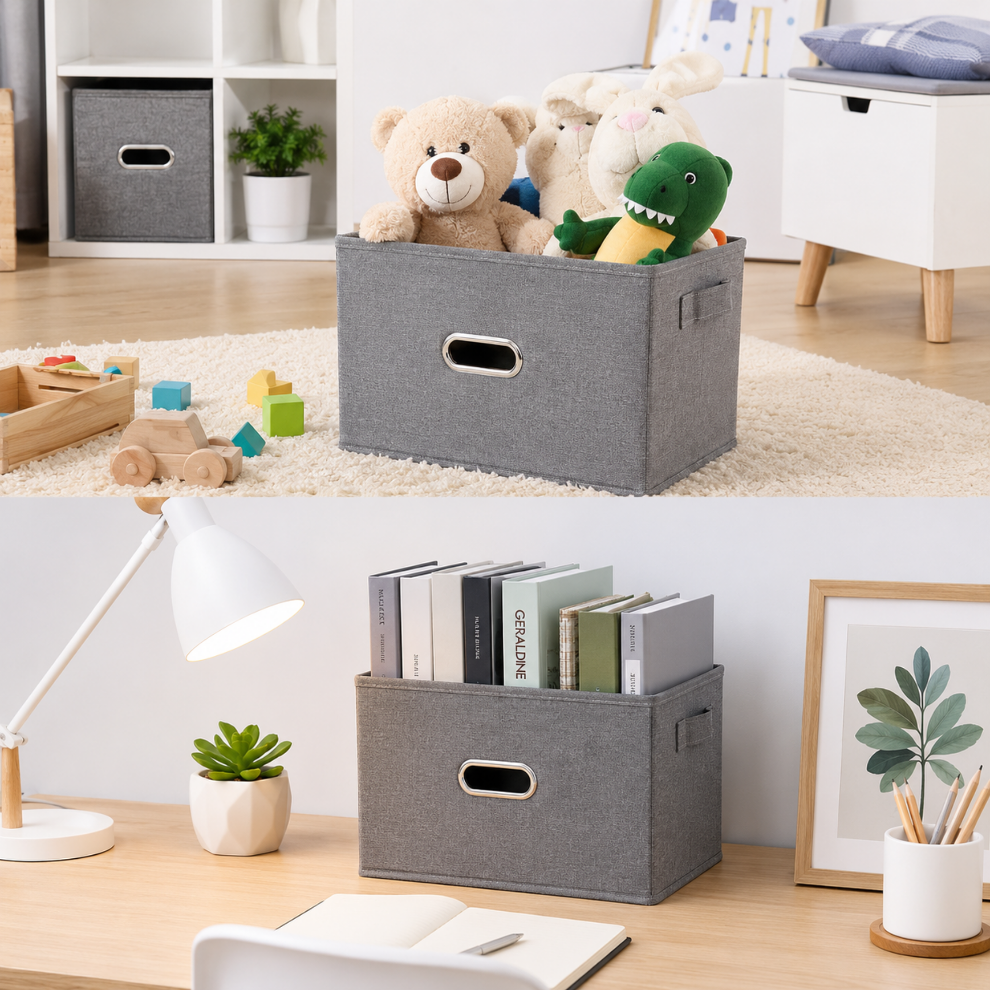 Cutie de Depozitare Textil, Organizator Pliabil pentru Haine - Gri inchis