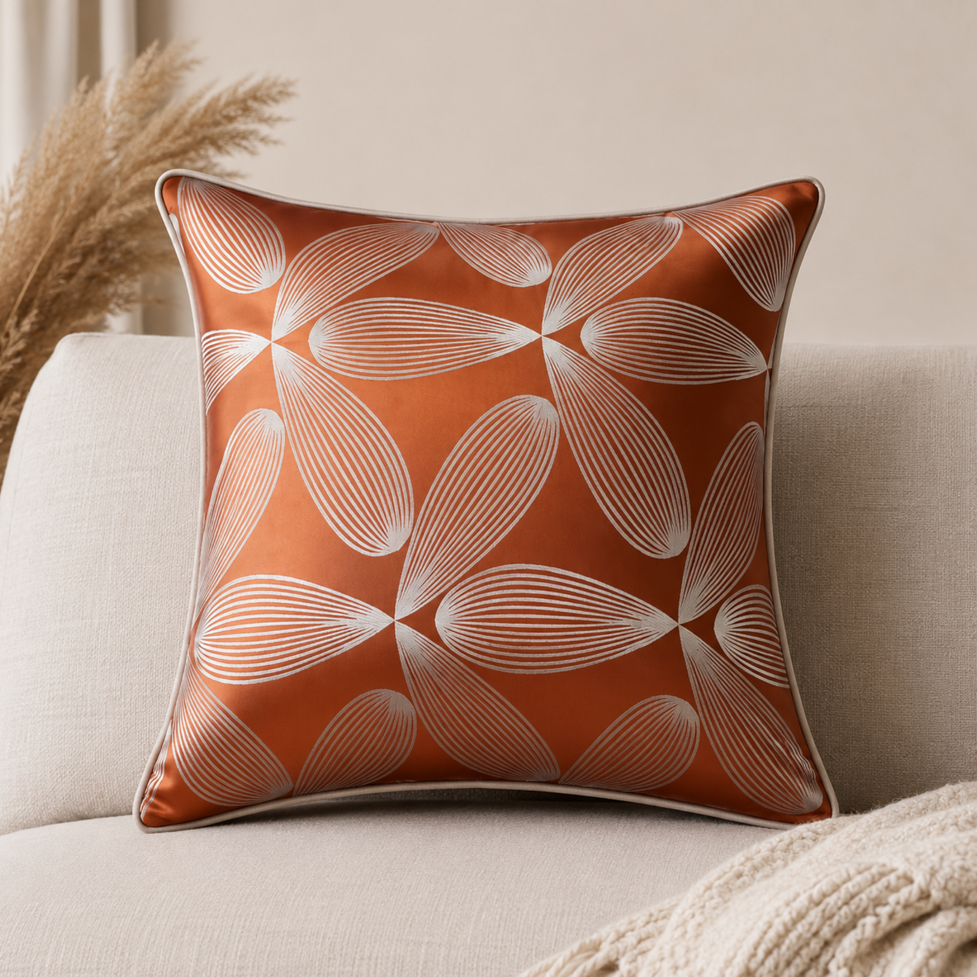 Fata Perna Decorativa 45x45 cm Premium – Model Geometric Modern, Material Satinat