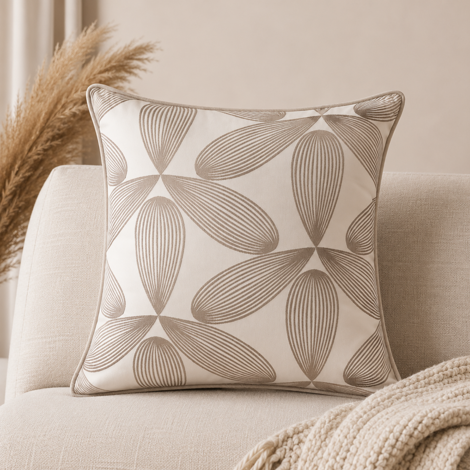 Fata Perna Decorativa 45x45 cm Premium – Model Geometric Modern, Material Satinat