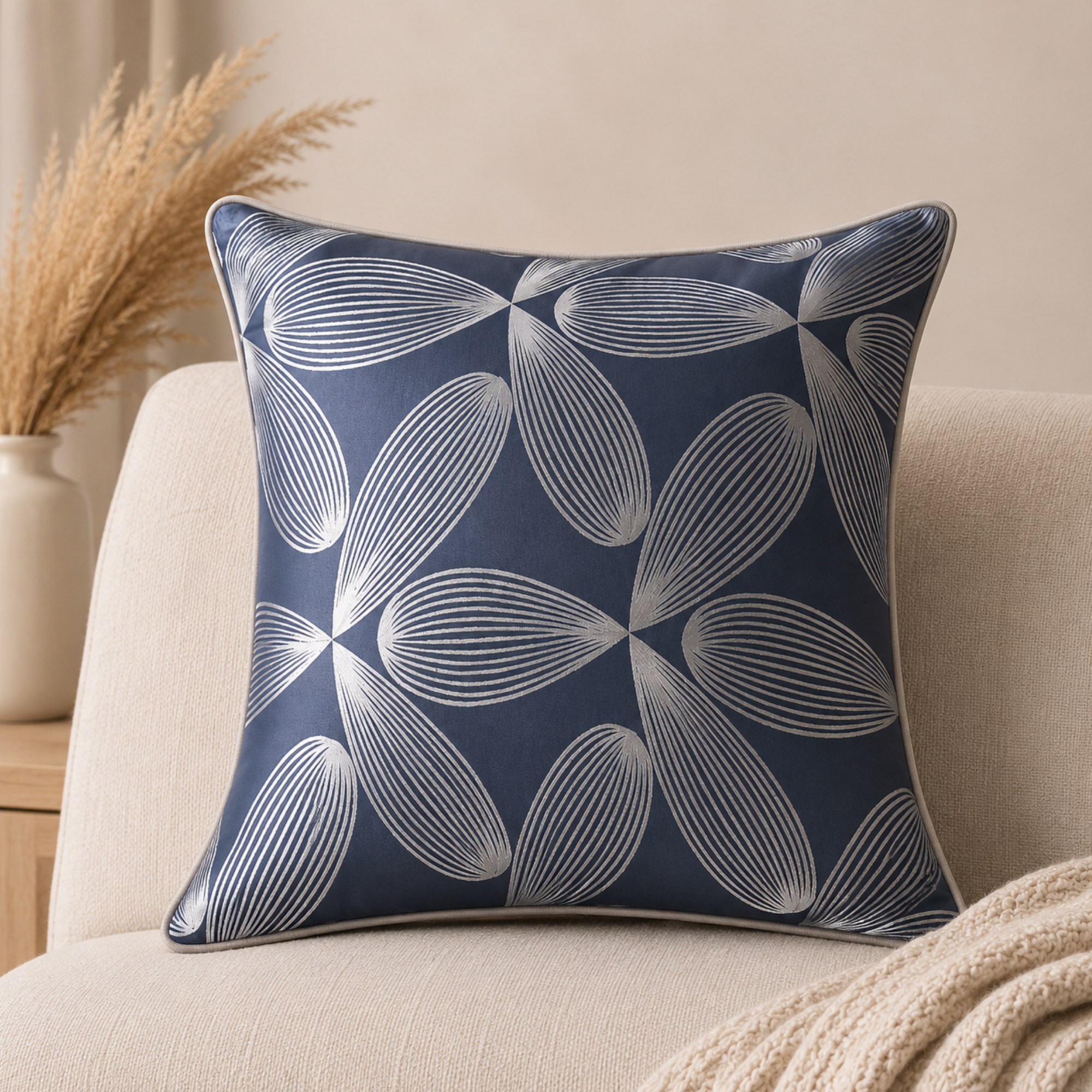 Fata Perna Decorativa 45x45 cm Premium – Model Geometric Modern, Material Satinat