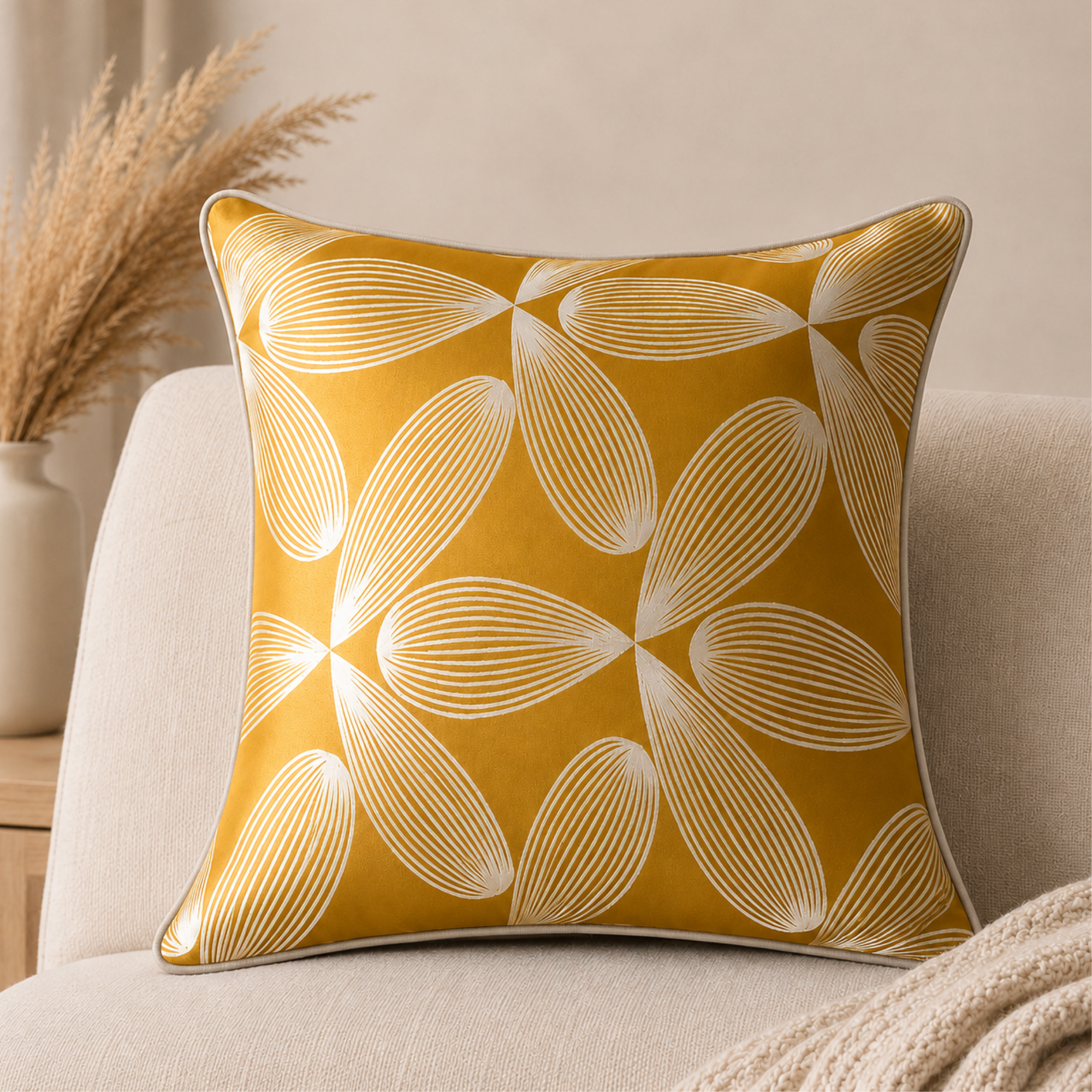 Fata Perna Decorativa 45x45 cm Premium – Model Geometric Modern, Material Satinat