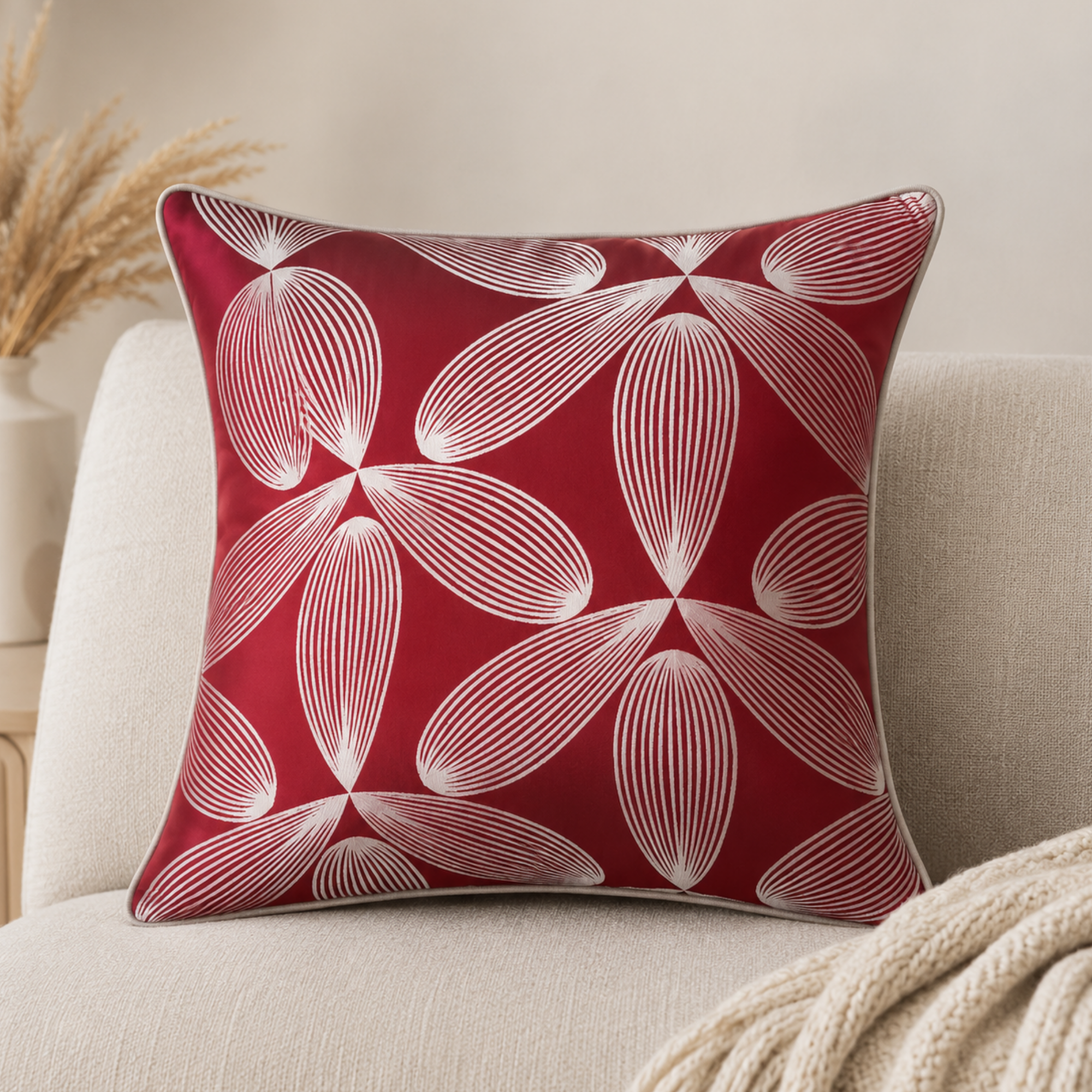 Fata Perna Decorativa 45x45 cm Premium – Model Geometric Modern, Material Satinat