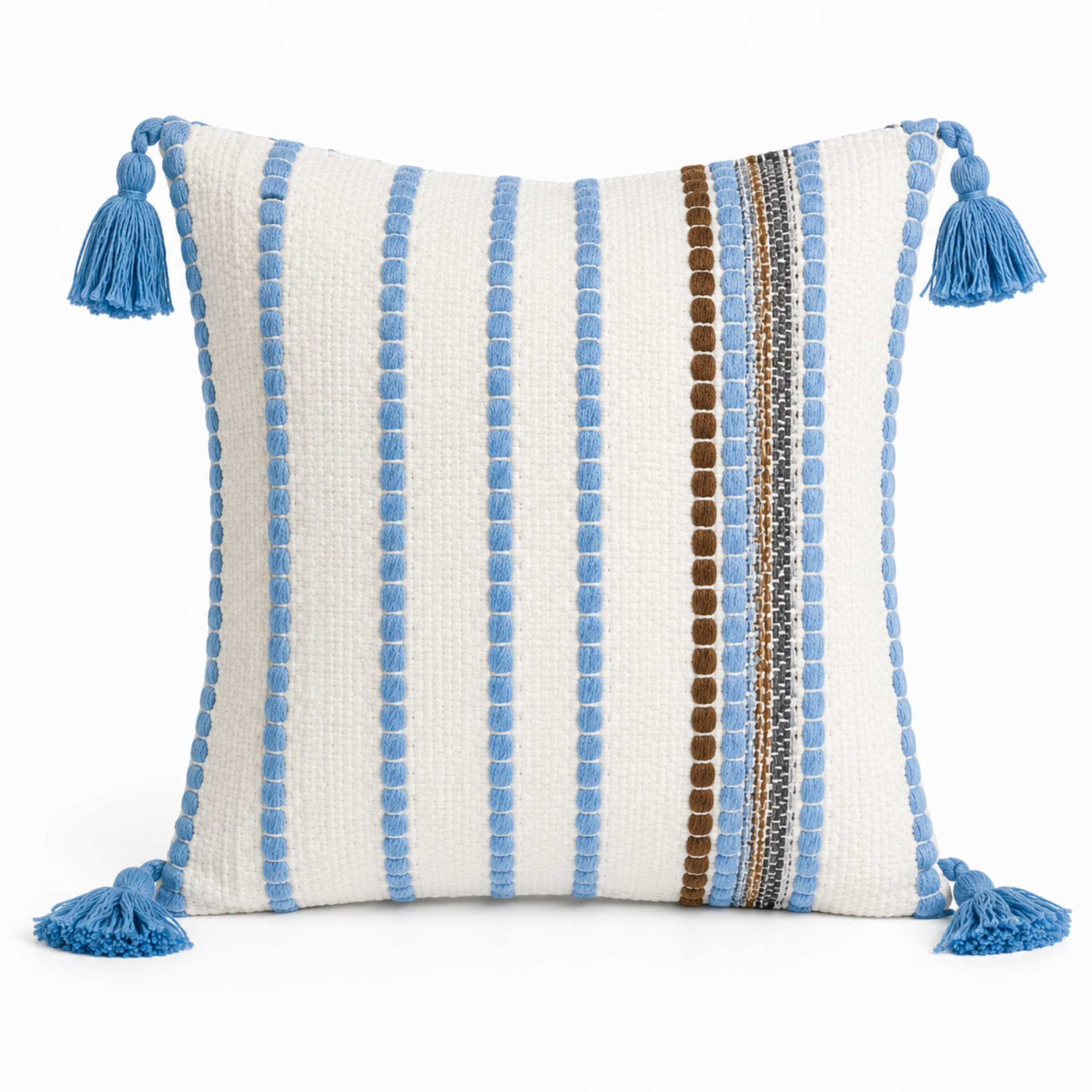 Fata de Perna 45 × 45 cm, Tesatura Texturata cu Ciucuri, Bumbac si Poliester