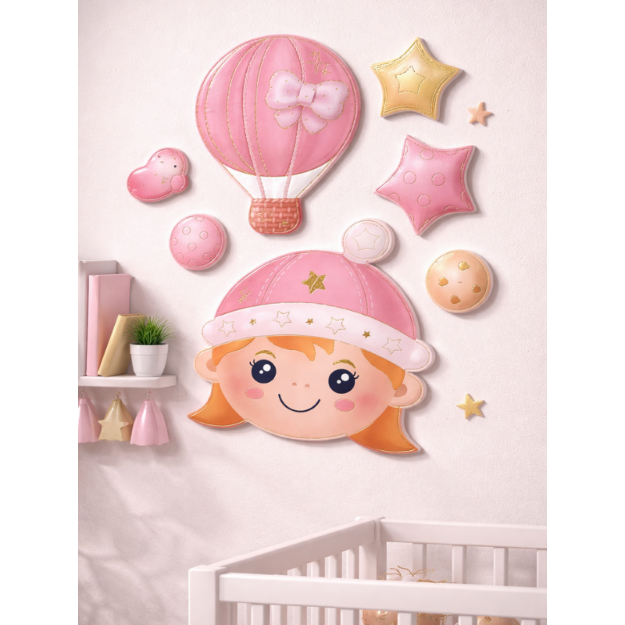 Autocolant Decorativ 3D Premium pentru Perete cu Efect de Relief – Fetita cu Balon cu Aer Cald, 33 × 48 cm