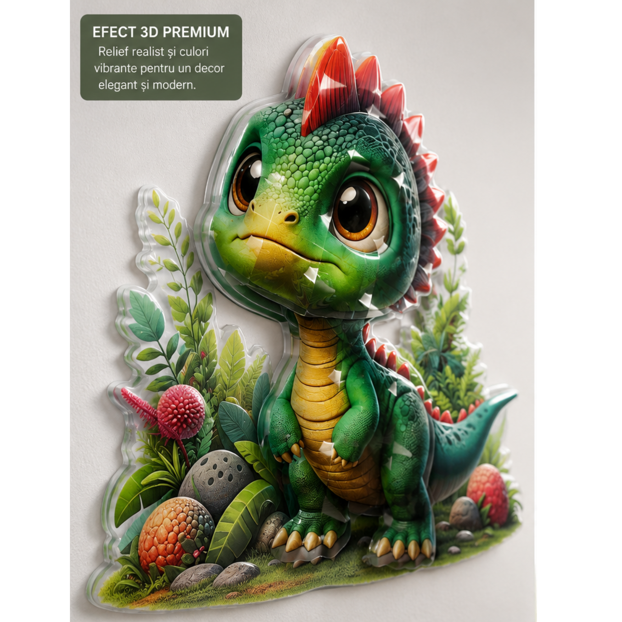 Sticker de Perete 3D cu Dinozauri pentru Camera Copiilor, Autoadeziv, Decor Premium, 33 × 50 cm